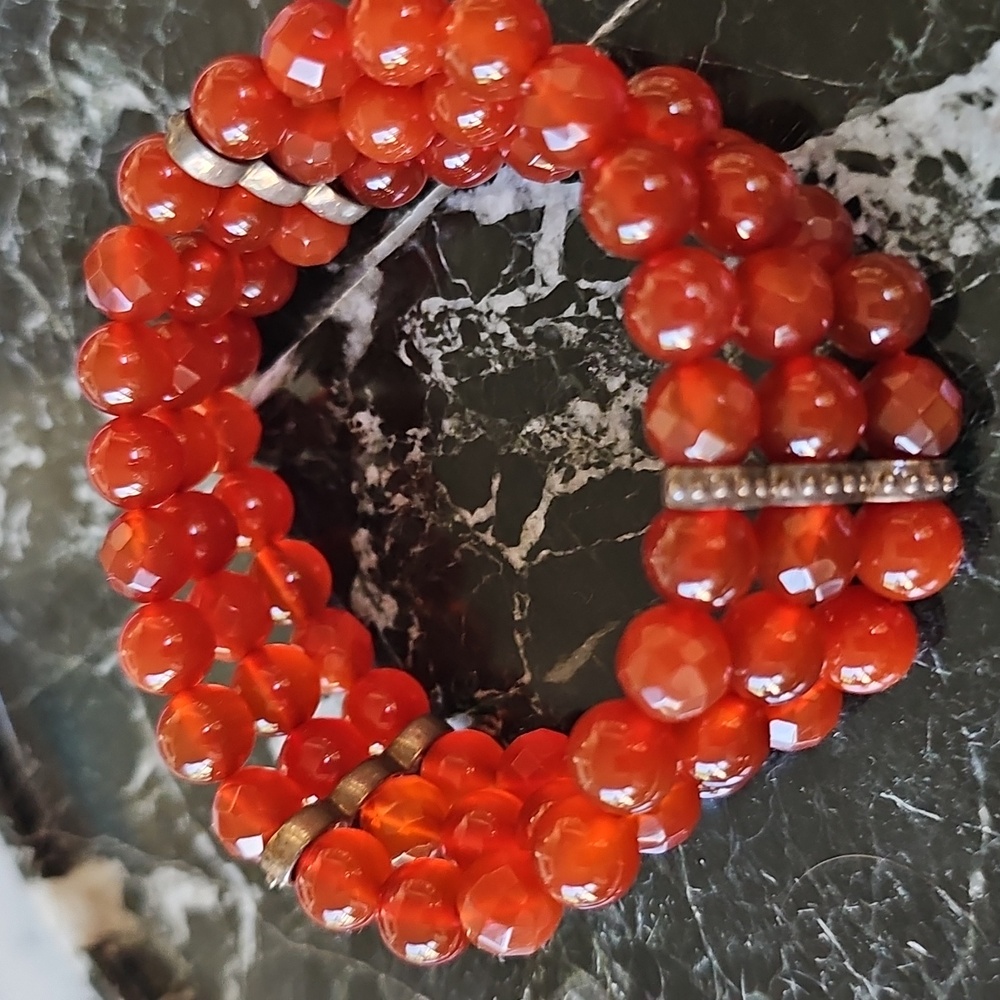 Whitney Kelly Vintage Carnelian Sterling Stretch Vintage Bracelet